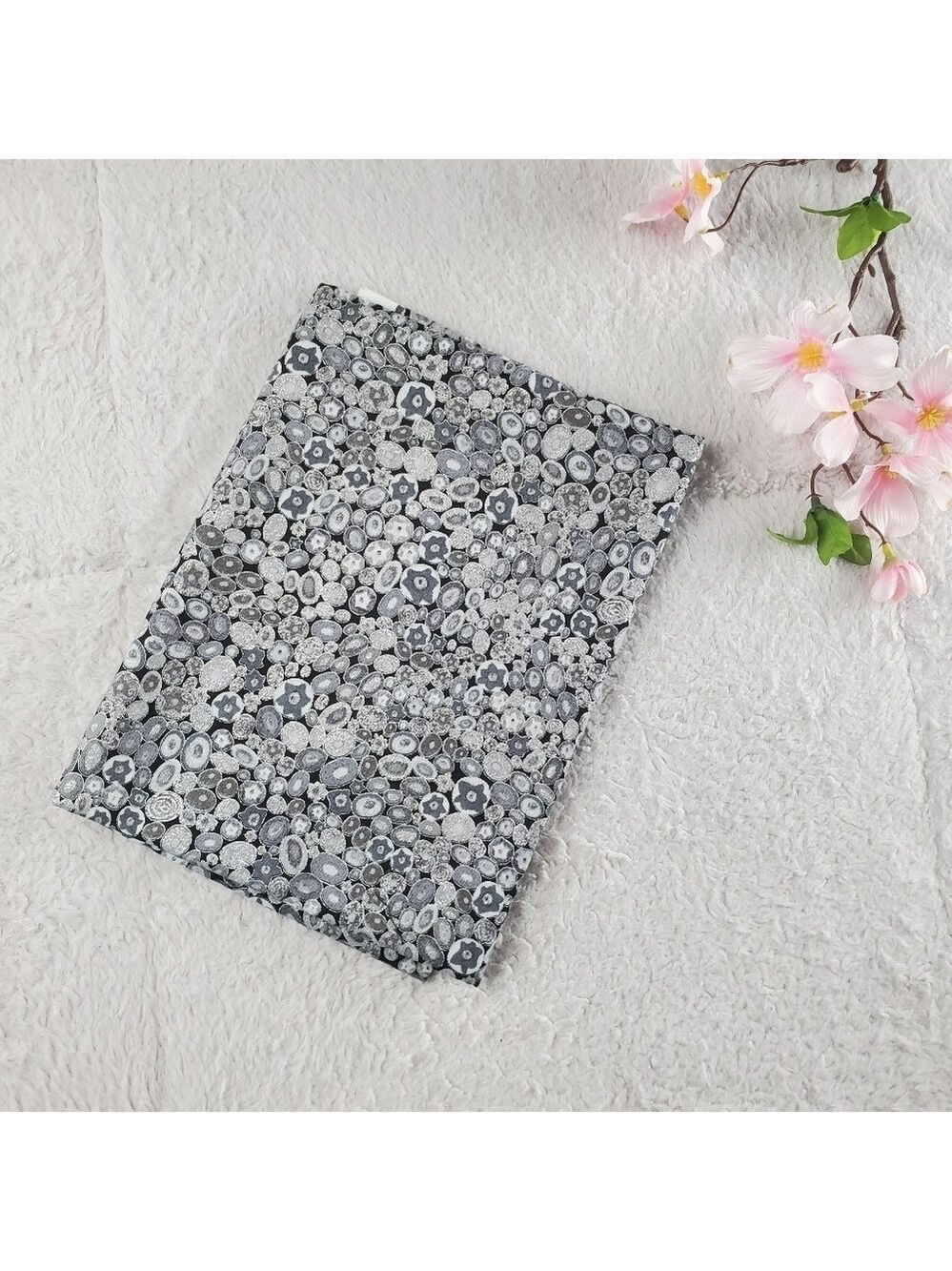 Robert Kaufman Gustav Klimt Floral Circles Fabric Silver Metallic Japan Made